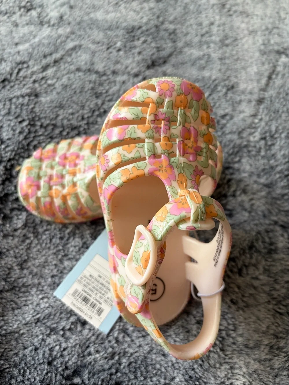 Cat & Jack Floral Jelly Sandals in Pink, Green & Orange